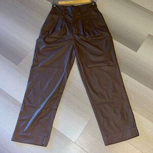 Pleated Vegan Leather Pants